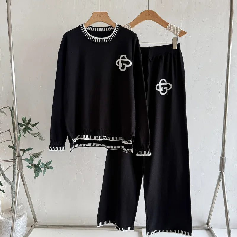 Women's Outfit Casual Sporty Wide Leg Pants Long Sleeve Comfortable Two Piece Suit