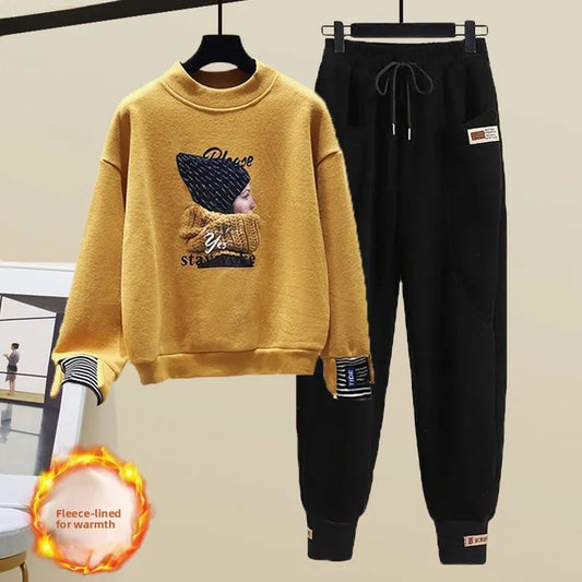Casual Sweatshirt Set Women's Spring Thin Anti-Aging Sporty Pants Two-Piece