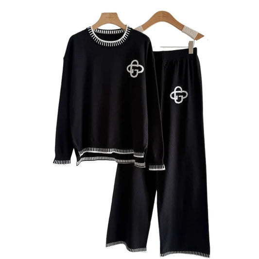 Women's Outfit Casual Sporty Wide Leg Pants Long Sleeve Comfortable Two Piece Suit