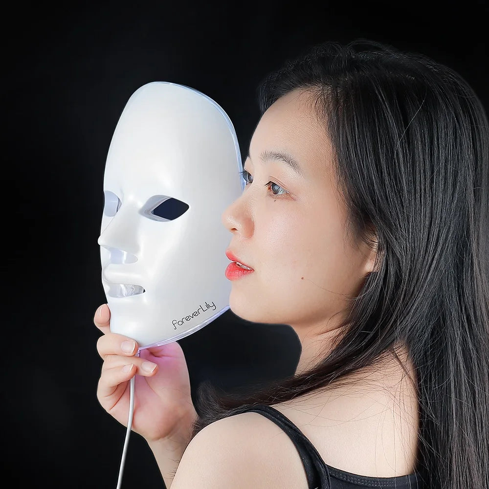 Foreverlily Gift Box 7 Colors LED Facial Mask Photon Therapy Brightening Face Skin Rejuvenation Acne Care Tools Anti-Wrinkle