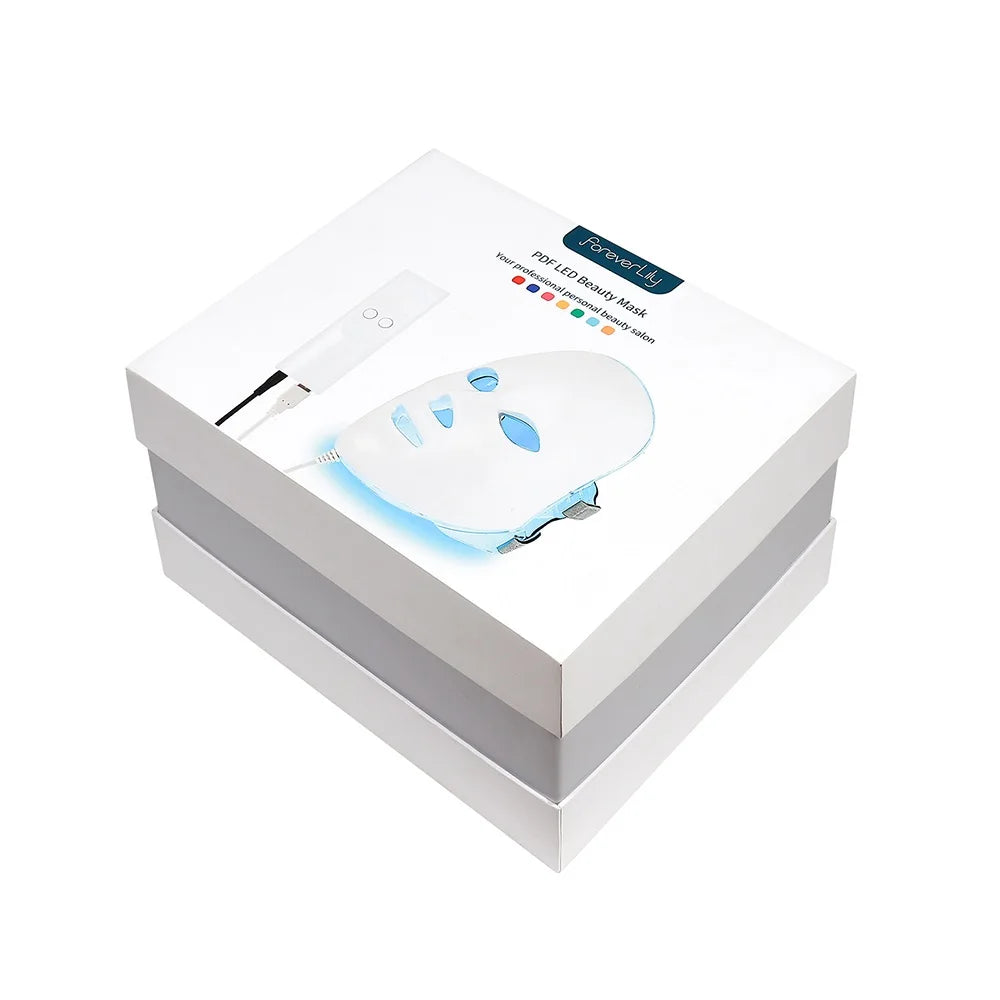Foreverlily Gift Box 7 Colors LED Facial Mask Photon Therapy Brightening Face Skin Rejuvenation Acne Care Tools Anti-Wrinkle