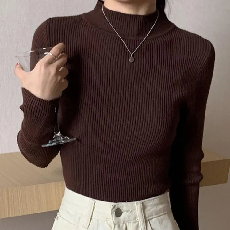 Découvrez l'élégance intemporelle avec ce pull col montant pour femme.
