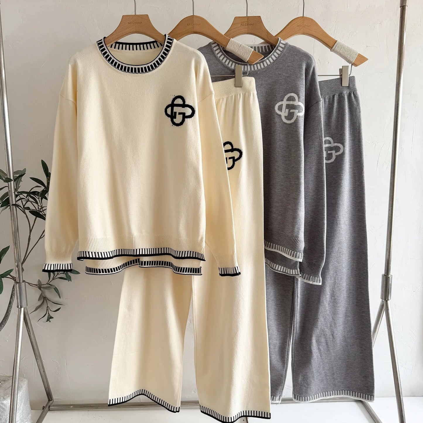 Women's Outfit Casual Sporty Wide Leg Pants Long Sleeve Comfortable Two Piece Suit