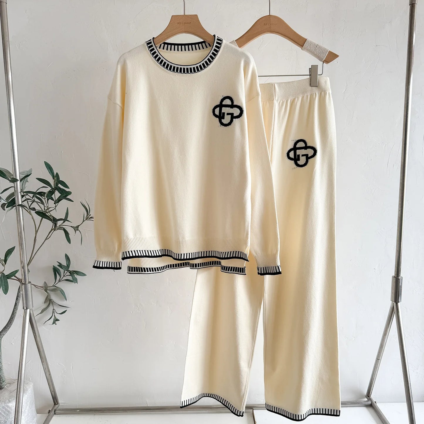 Women's Outfit Casual Sporty Wide Leg Pants Long Sleeve Comfortable Two Piece Suit