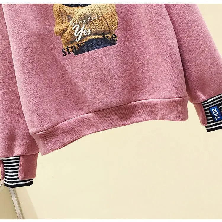 Casual Sweatshirt Set Women's Spring Thin Anti-Aging  Sporty Pants Two-Piece