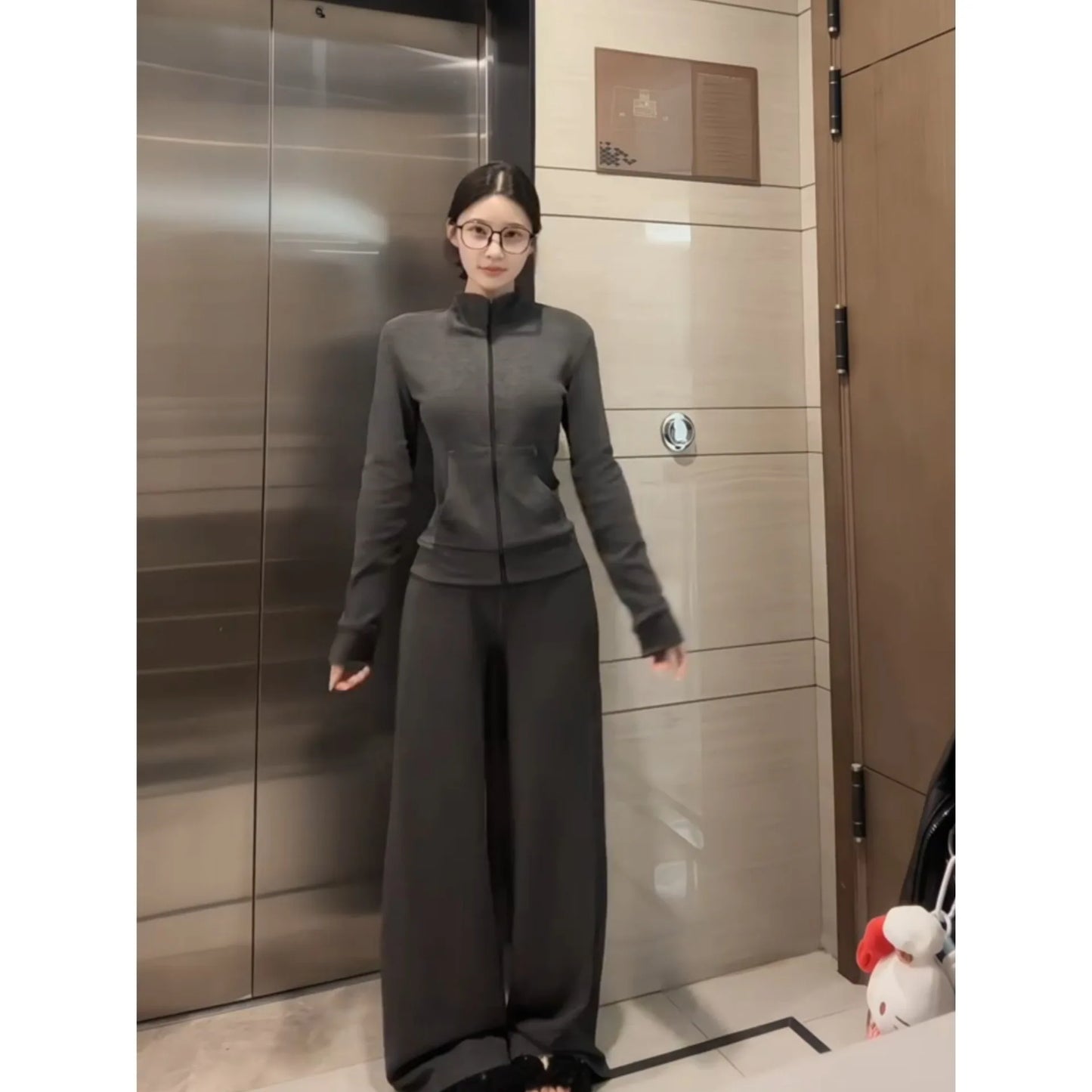 Casual Sportswear Set Women's Autumn Winter Slimming