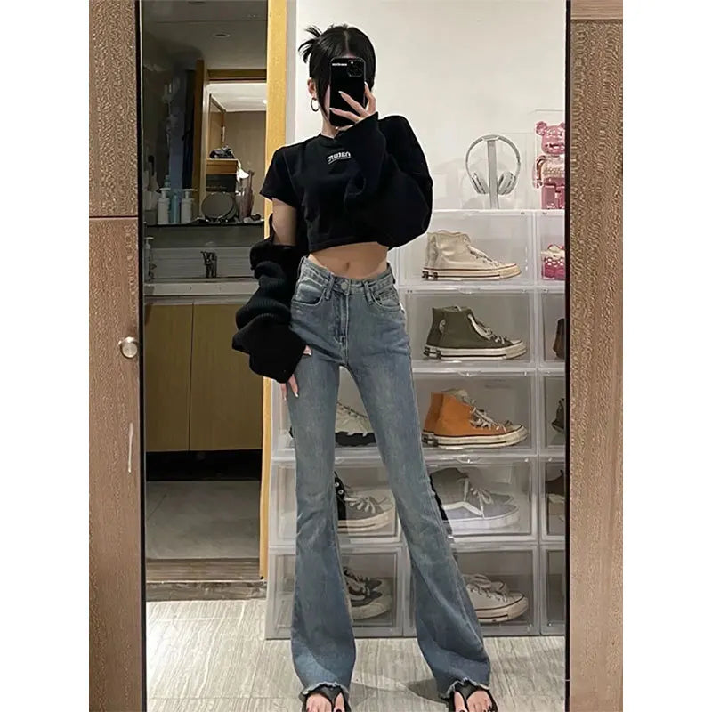 Waist American Jeans Women's Spring Autumn New Style Long