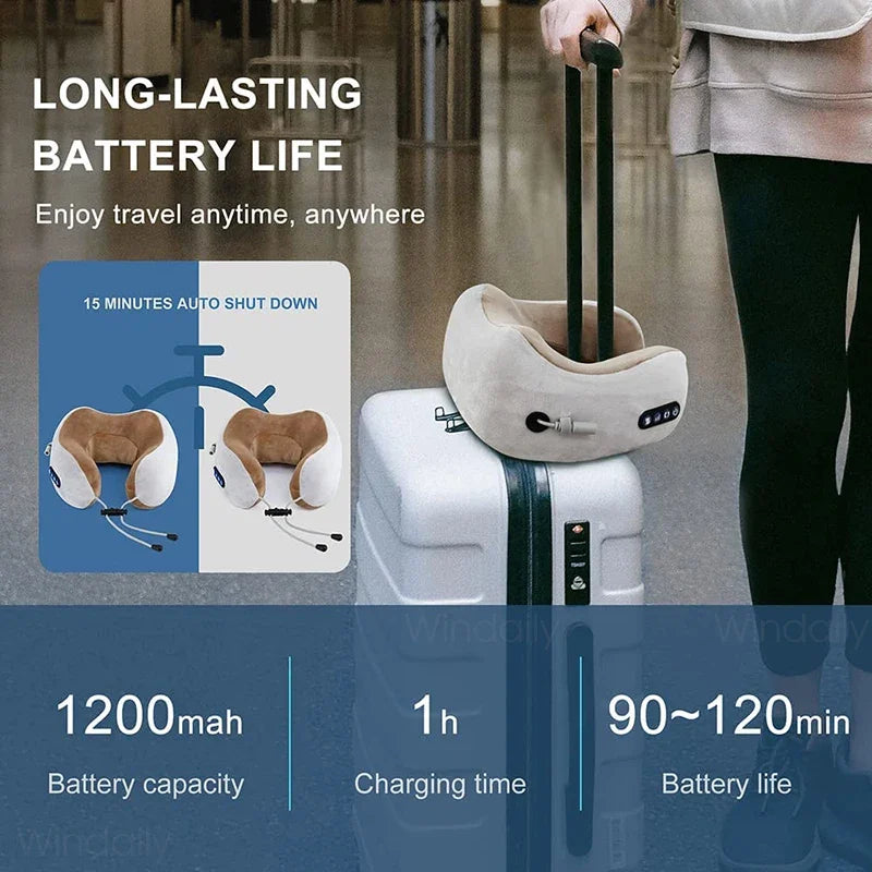 Electric Neck Massager With Heat Vibration 3D