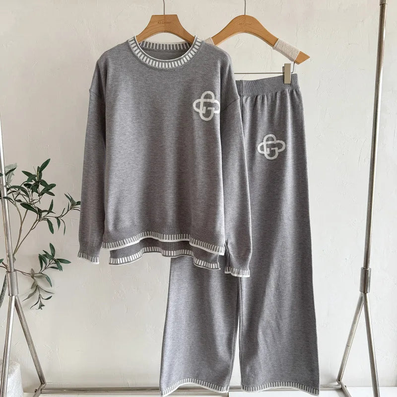 Women's Outfit Casual Sporty Wide Leg Pants Long Sleeve Comfortable Two Piece Suit