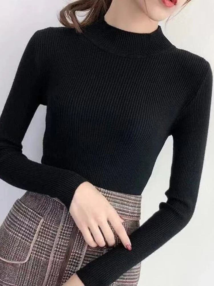 Découvrez l'élégance intemporelle avec ce pull col montant pour femme.
