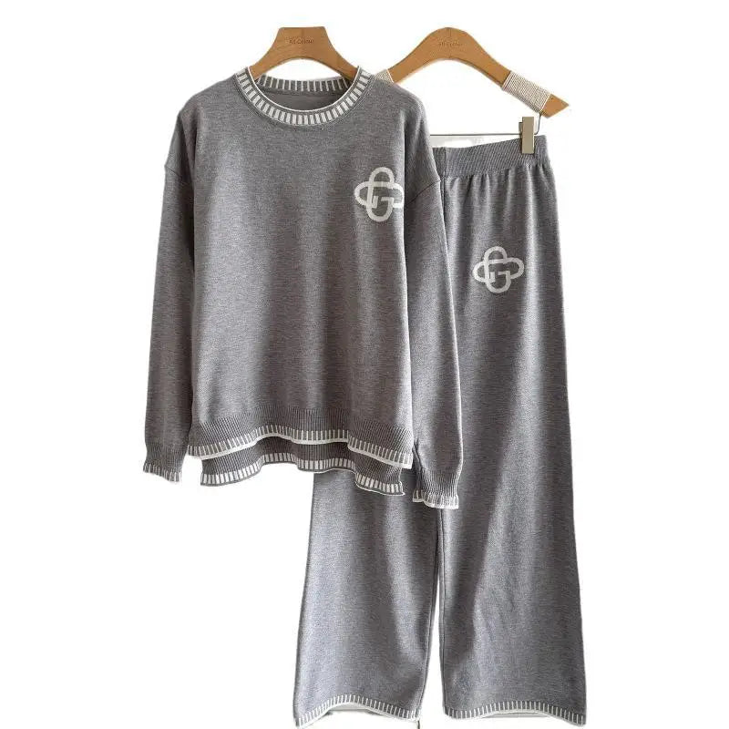 Women's Outfit Casual Sporty Wide Leg Pants Long Sleeve Comfortable Two Piece Suit