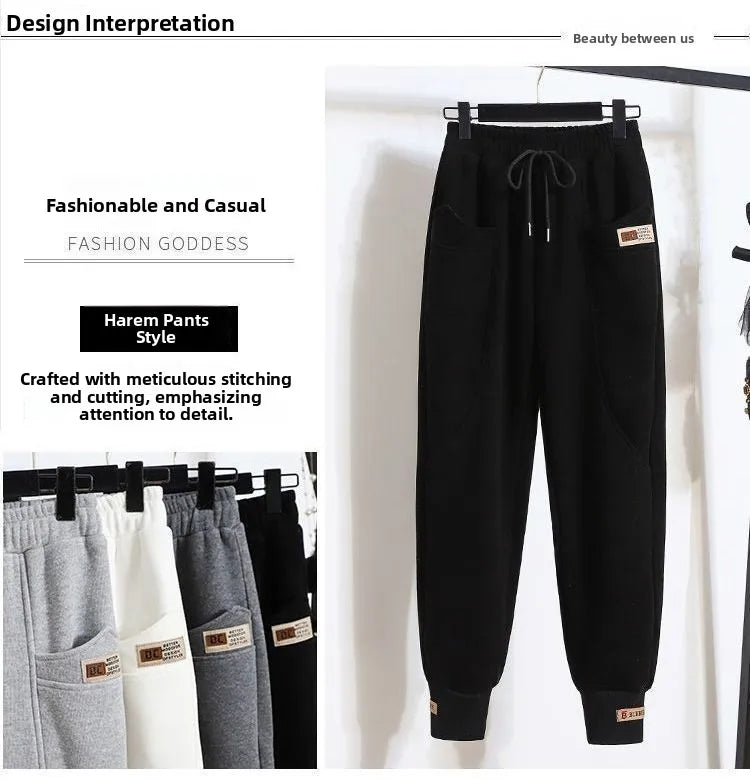 Casual Sweatshirt Set Women's Spring Thin Anti-Aging  Sporty Pants Two-Piece