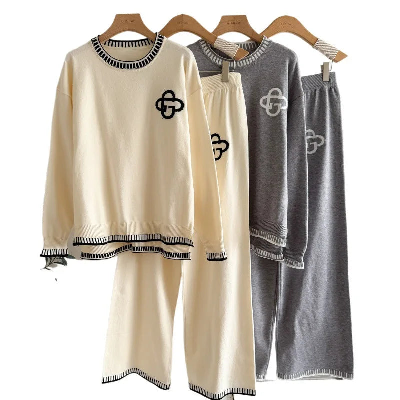 Women's Outfit Casual Sporty Wide Leg Pants Long Sleeve Comfortable Two Piece Suit