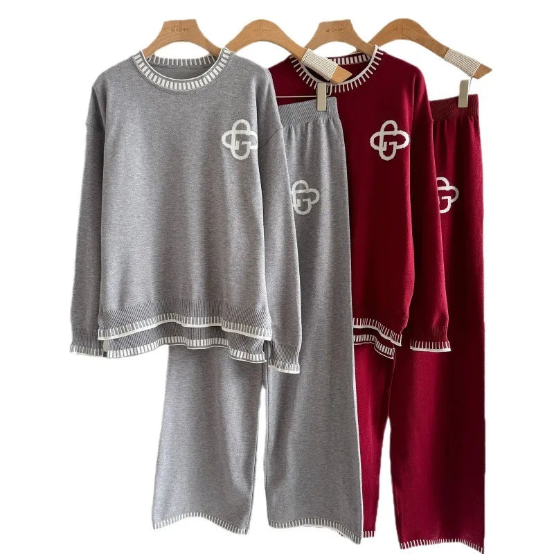 Women's Outfit Casual Sporty Wide Leg Pants Long Sleeve Comfortable Two Piece Suit