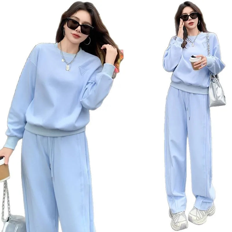 Sportswear Set Women's Autumn Winter Loose Slimming Sweatshirt Two-Piece