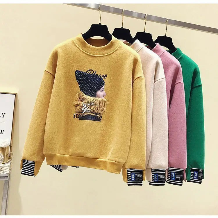 Casual Sweatshirt Set Women's Spring Thin Anti-Aging  Sporty Pants Two-Piece