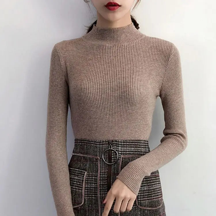 Découvrez l'élégance intemporelle avec ce pull col montant pour femme.
