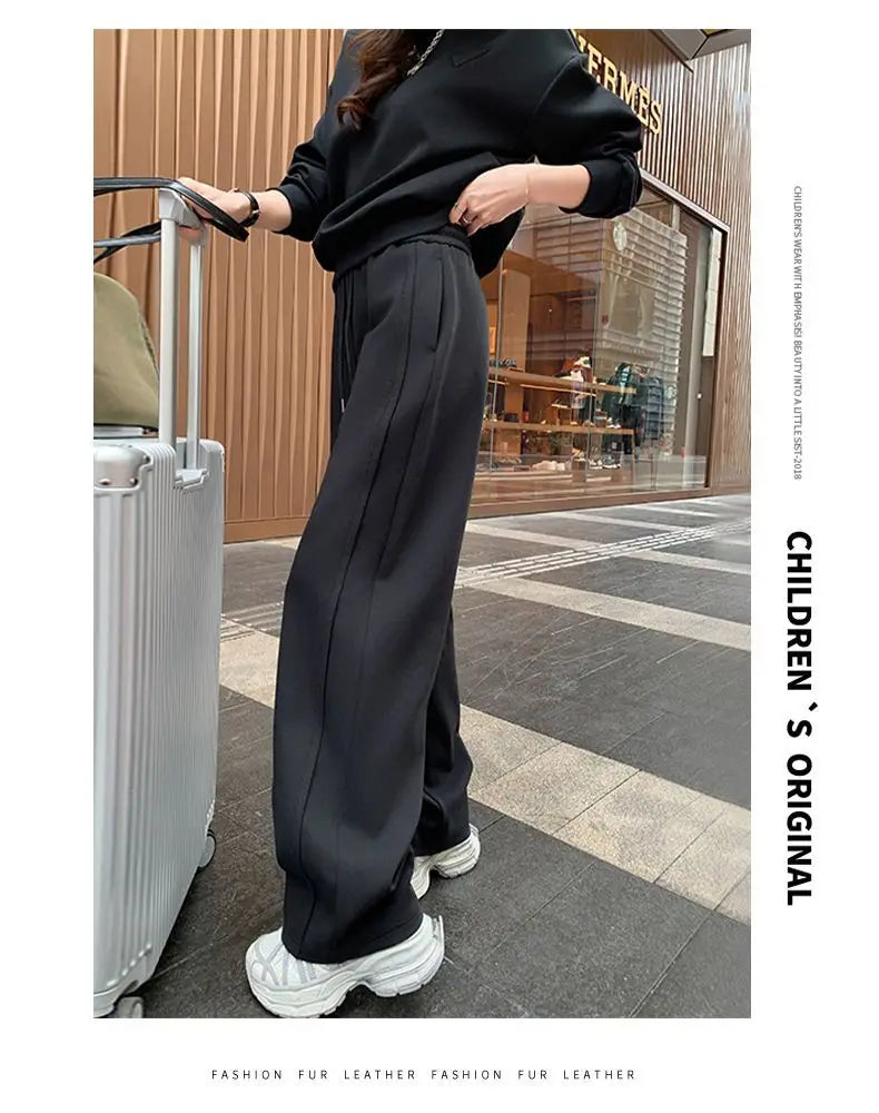 Sportswear Set Women's Autumn Winter Loose Slimming Sweatshirt Two-Piece